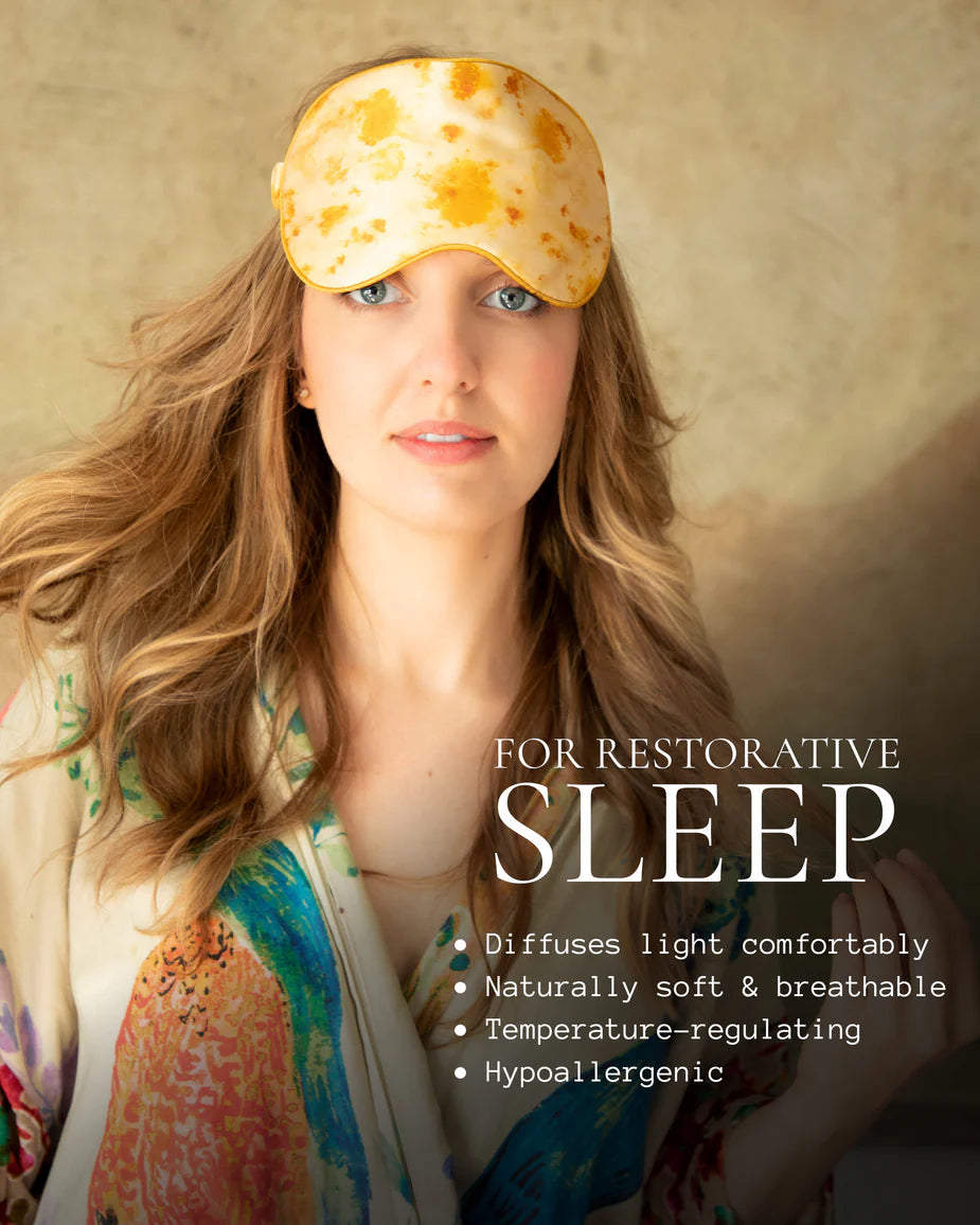 Silk & Willow 100% Pure Mulberry Silk Sleep Eye Mask & Hair Scrunchie Gift Set (Marigold Yellow)