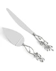 White Orchid Wedding Cake Knife & Server Set