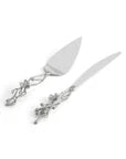 White Orchid Wedding Cake Knife & Server Set